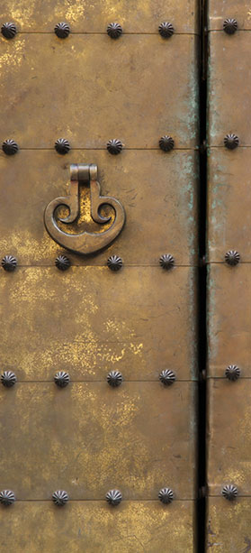 closeup of old brass door european style